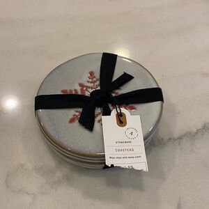 Hearth & Hand Stoneware Coasters with Red Accent
